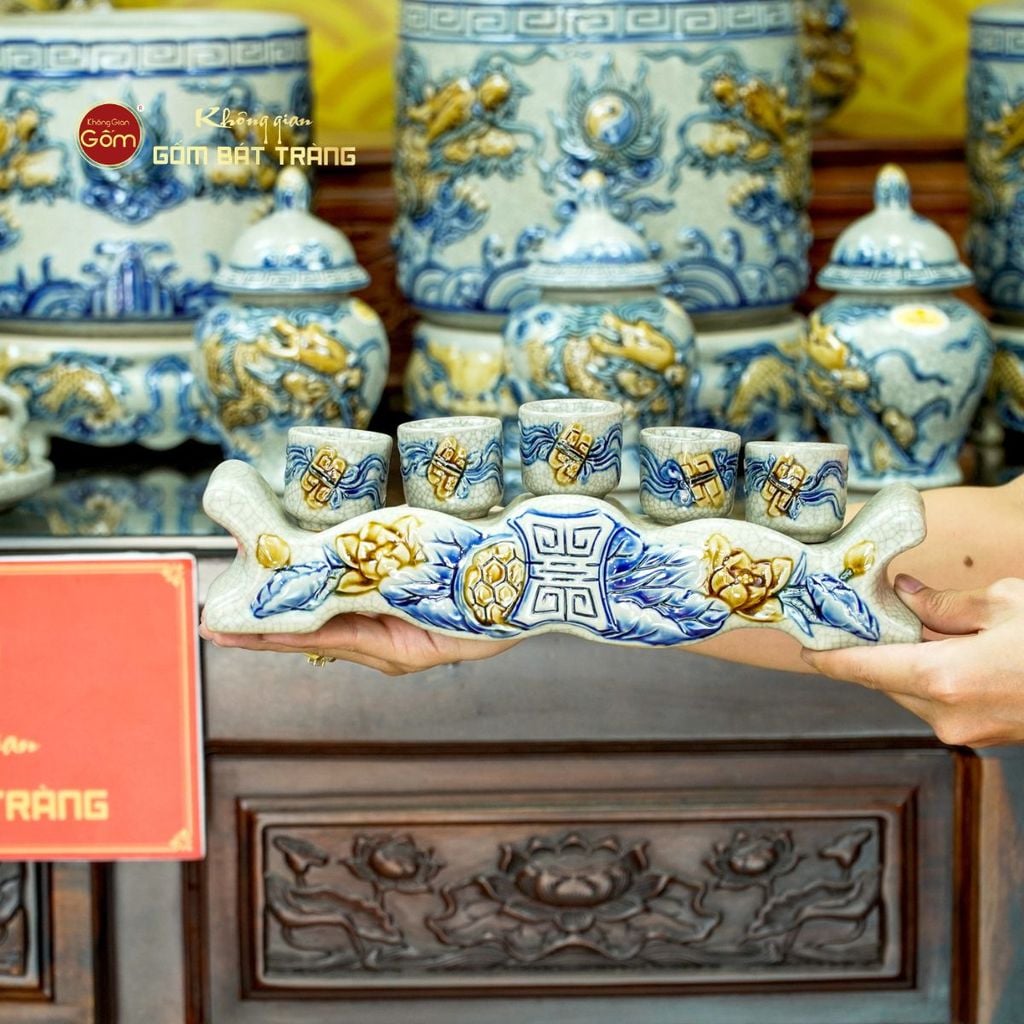 [Set Cơ Bản] Bộ Đồ Thờ Gia Tiên Men Rạn (15 món)