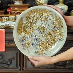 [Set Cơ Bản] Bộ Đồ Thờ Gia Tiên Men Rạn Vẽ Vàng (15 món)