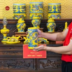 Ống Hương Men Vàng Họa Tiết Cá Chép Hóa Rồng