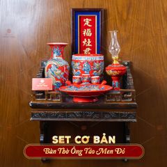 [Set Cơ Bản] Bộ Đồ Thờ Ông Táo Men Đỏ (6 món)