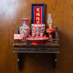 [Set Cơ Bản] Bộ Đồ Thờ Ông Táo Men Đỏ (6 món)