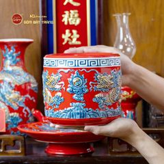 [Set Cơ Bản] Bộ Đồ Thờ Ông Táo Men Đỏ (6 món)