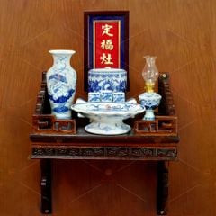 [Set Cơ Bản] Bộ Đồ Thờ Ông Táo Men Lam (6 món)