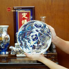 [Set Cơ Bản] Bộ Đồ Thờ Ông Táo Men Lam Nổi Vẽ Vàng (6 món)