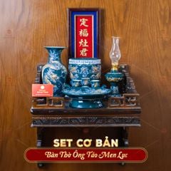 [Set Cơ Bản] Bộ Đồ Thờ Ông Táo Men Lục (6 món)