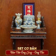 [Set Cơ Bản] Bộ Đồ Thờ Ông Táo Men Rạn (6 món)