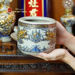 [Set Cơ Bản] Bộ Đồ Thờ Ông Táo Men Rạn Vẽ Vàng (6 món)