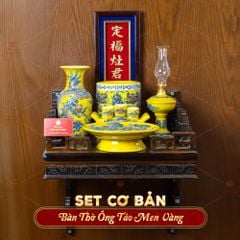 [Set Cơ Bản] Bộ Đồ Thờ Ông Táo Men Vàng (6 món)
