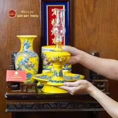 [Set Cơ Bản] Bộ Đồ Thờ Ông Táo Men Vàng (6 món)