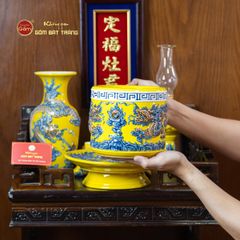 [Set Cơ Bản] Bộ Đồ Thờ Ông Táo Men Vàng (6 món)