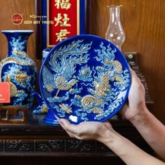 [Set Cơ Bản] Bộ Đồ Thờ Ông Táo Men Xanh Coban (6 món)