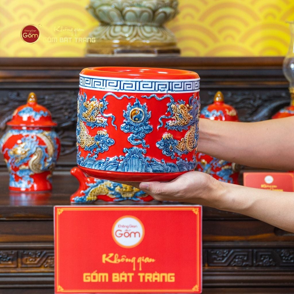 [Set Cơ Bản] Bộ Đồ Thờ Phật Men Đỏ (10 món)