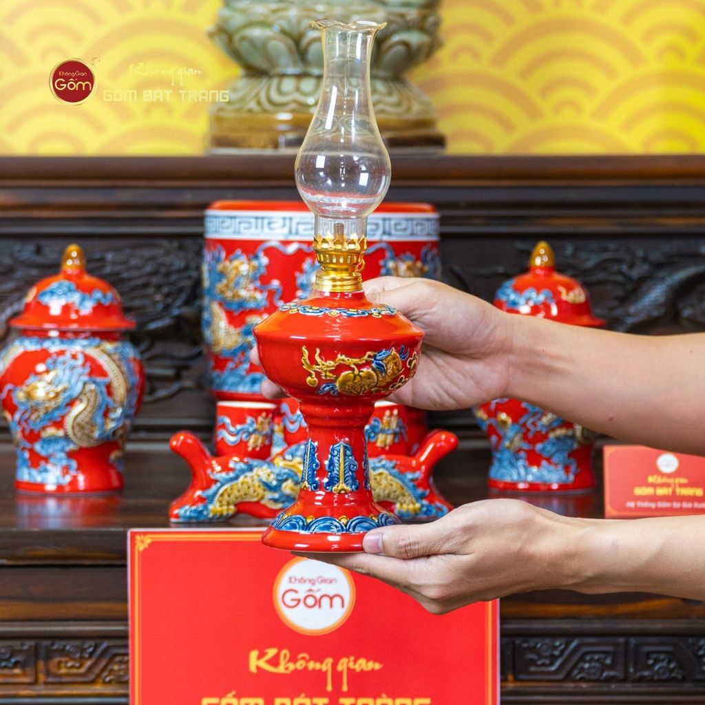 [Set Cơ Bản] Bộ Đồ Thờ Phật Men Đỏ (10 món)