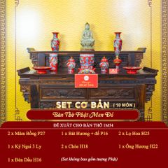 [Set Cơ Bản] Bộ Đồ Thờ Phật Men Đỏ (10 món)