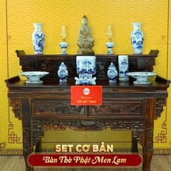 [Set Cơ Bản] Bộ Đồ Thờ Phật Men Lam (11 món)