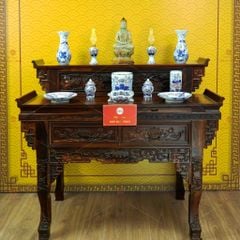 [Set Cơ Bản] Bộ Đồ Thờ Phật Men Lam Vẽ Vàng (11 món)