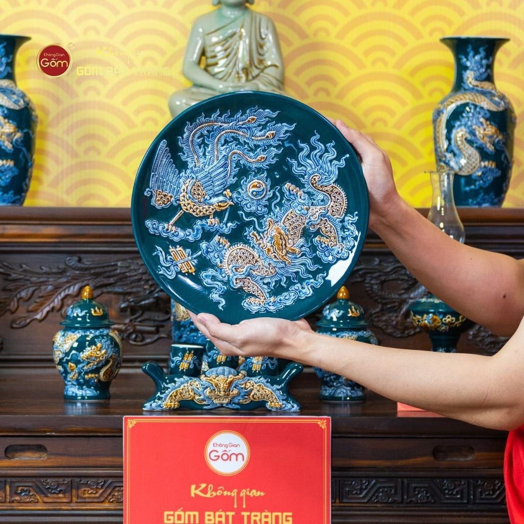 [Set Cơ Bản] Bộ Đồ Thờ Phật Men Lục (10 món)