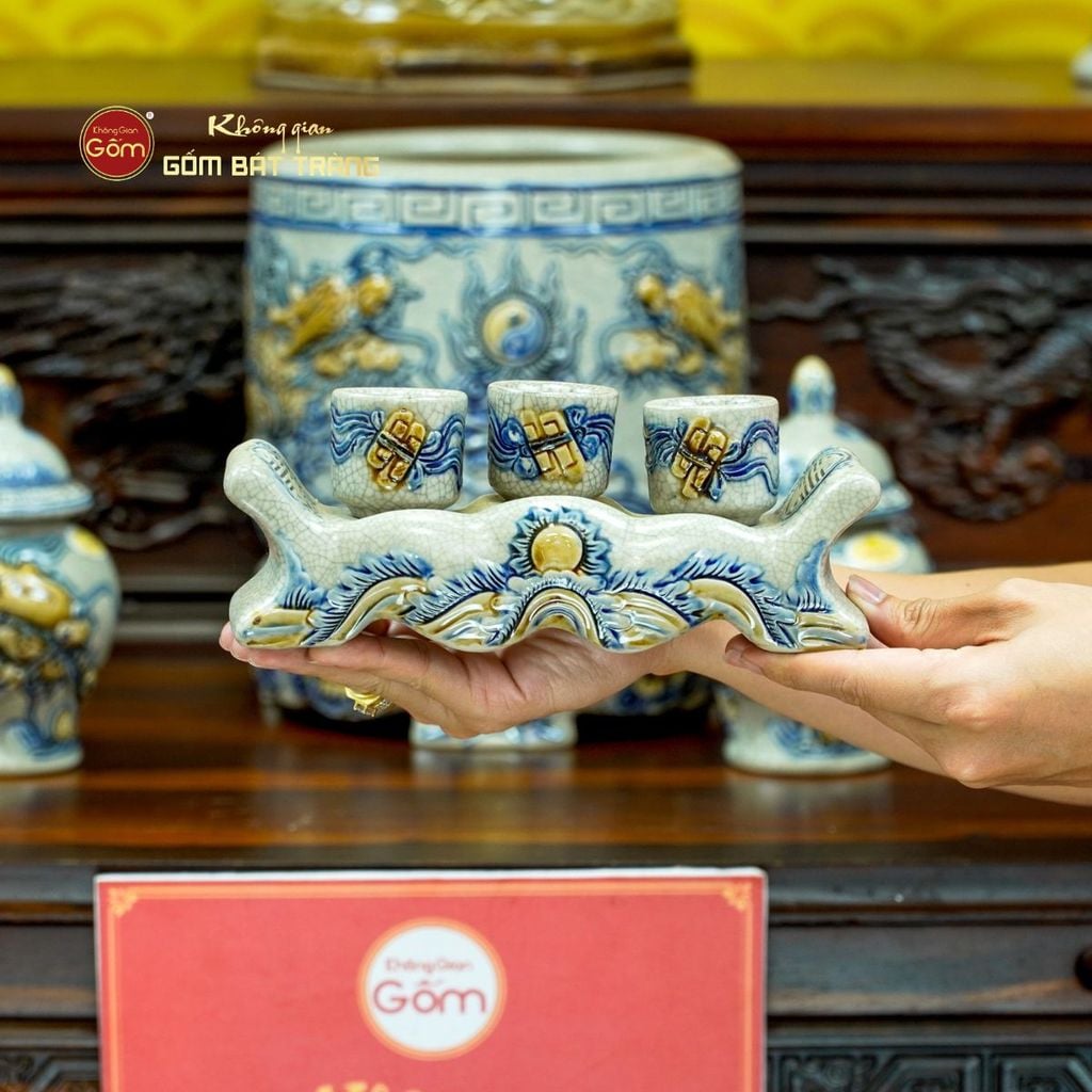 [Set Cơ Bản] Bộ Đồ Thờ Phật Men Rạn (11 món)