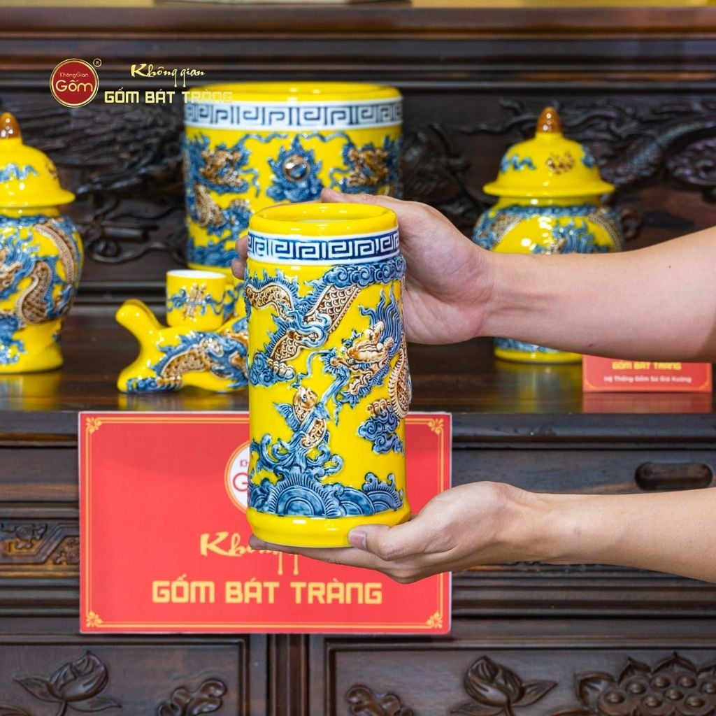 [Set Cơ Bản] Bộ Đồ Thờ Phật Men Vàng (10 món)