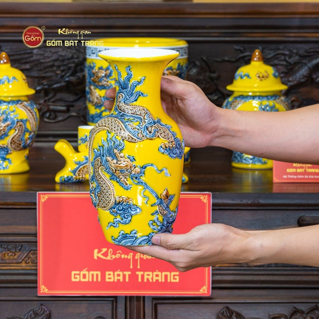 [Set Cơ Bản] Bộ Đồ Thờ Phật Men Vàng (10 món)