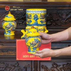 [Set Cơ Bản] Bộ Đồ Thờ Phật Men Vàng (10 món)