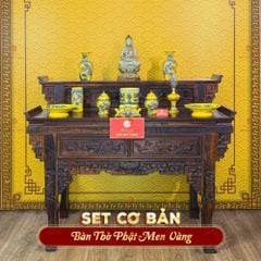 [Set Cơ Bản] Bộ Đồ Thờ Phật Men Vàng (10 món)