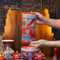 [Set Cơ Bản] Bộ Đồ Thờ Thần Tài Thổ Địa Men Đỏ (9 món)