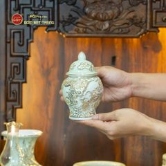 [Set Cơ Bản] Bộ Đồ Thờ Thần Tài Thổ Địa Men Hoàng Tộc Vẽ Vàng (10 món)