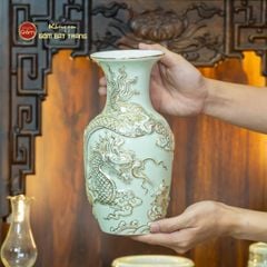 [Set Cơ Bản] Bộ Đồ Thờ Thần Tài Thổ Địa Men Hoàng Tộc Vẽ Vàng (10 món)