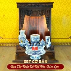 [Set Cơ Bản] Bộ Đồ Thờ Thần Tài Thổ Địa Men Lam (9 món)