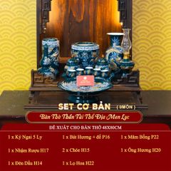 [Set Cơ Bản] Bộ Đồ Thờ Thần Tài Thổ Địa Men Lục (9 món)