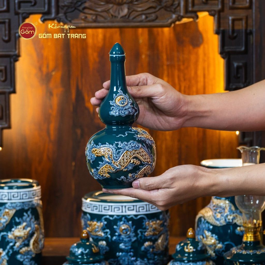 [Set Cơ Bản] Bộ Đồ Thờ Thần Tài Thổ Địa Men Lục (9 món)