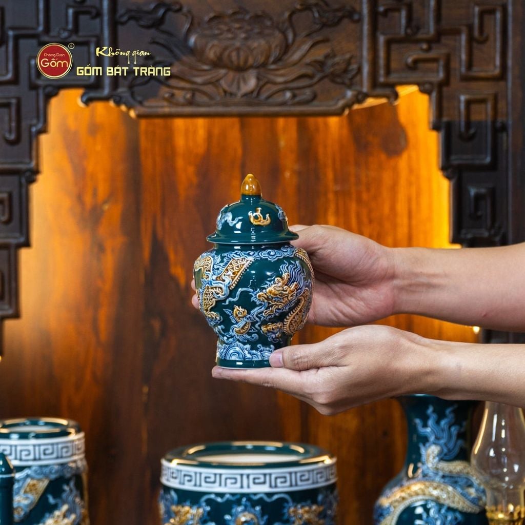 [Set Cơ Bản] Bộ Đồ Thờ Thần Tài Thổ Địa Men Lục (9 món)