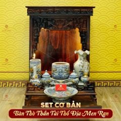 [Set Cơ Bản] Bộ Đồ Thờ Thần Tài Thổ Địa Men Rạn (9 món)