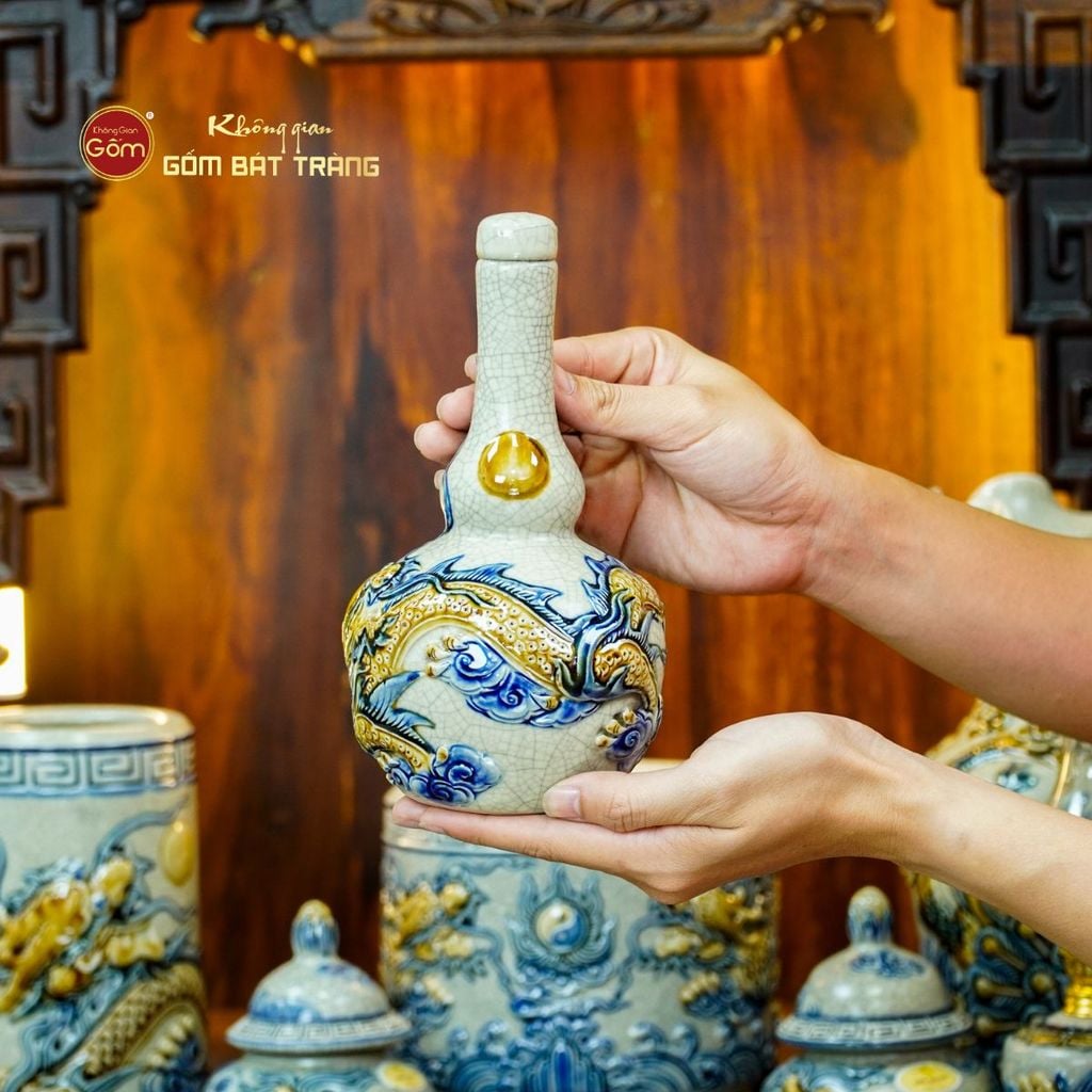 [Set Cơ Bản] Bộ Đồ Thờ Thần Tài Thổ Địa Men Rạn (9 món)