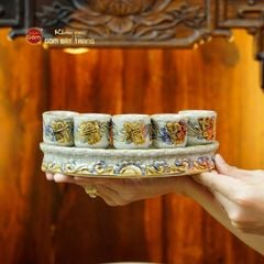 [Set Cơ Bản] Bộ Đồ Thờ Thần Tài Thổ Địa Men Rạn Vẽ Vàng (9 món)