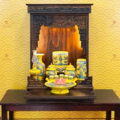 [Set Cơ Bản] Bộ Đồ Thờ Thần Tài Thổ Địa Men Vàng (9 món)