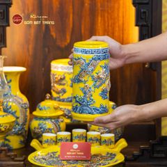 [Set Cơ Bản] Bộ Đồ Thờ Thần Tài Thổ Địa Men Vàng (9 món)