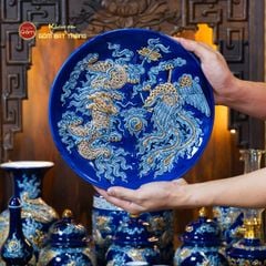 [Set Cơ Bản] Bộ Đồ Thờ Thần Tài Thổ Địa Men Xanh Coban (9 món)