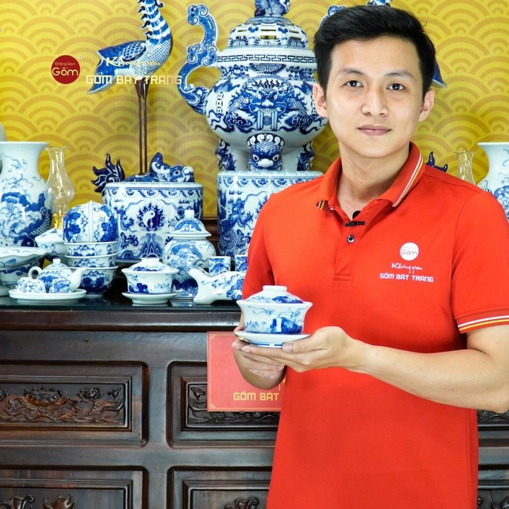 [Set Hào Gia] Bộ Đồ Thờ Gia Tiên Men Lam (34 món)