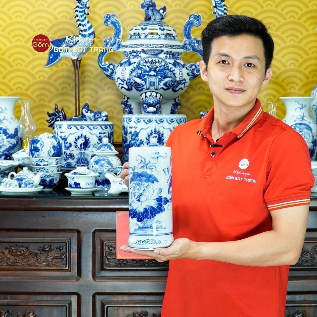 [Set Hào Gia] Bộ Đồ Thờ Gia Tiên Men Lam (34 món)