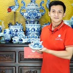 [Set Hào Gia] Bộ Đồ Thờ Gia Tiên Men Lam (34 món)