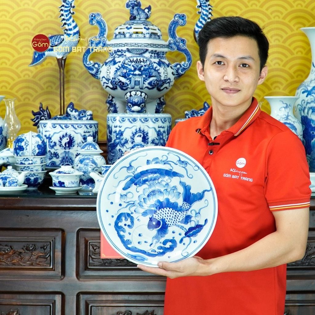 [Set Hào Gia] Bộ Đồ Thờ Gia Tiên Men Lam (34 món)