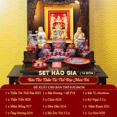 [Set Hào Gia] Bộ Đồ Thờ Thần Tài Thổ Địa Men Đỏ (14 món)