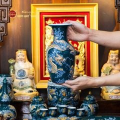 [Set Hào Gia] Bộ Đồ Thờ Thần Tài Thổ Địa Men Lục (14 món)