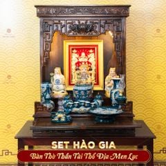 [Set Hào Gia] Bộ Đồ Thờ Thần Tài Thổ Địa Men Lục (14 món)