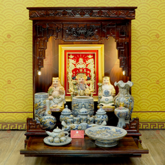 [Set Hào Gia] Bộ Đồ Thờ Thần Tài Thổ Địa Men Rạn (14 món)