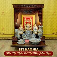 [Set Hào Gia] Bộ Đồ Thờ Thần Tài Thổ Địa Men Rạn (14 món)