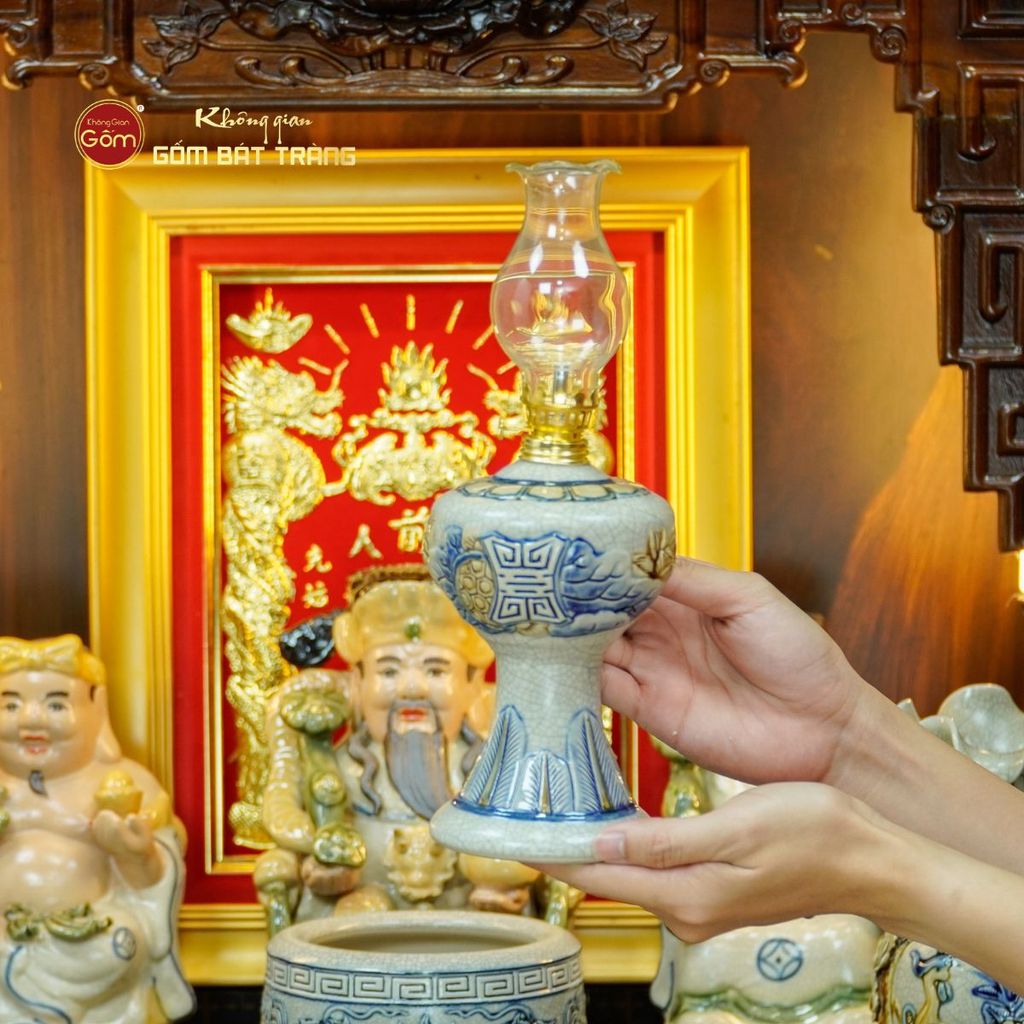 [Set Hào Gia] Bộ Đồ Thờ Thần Tài Thổ Địa Men Rạn (14 món)