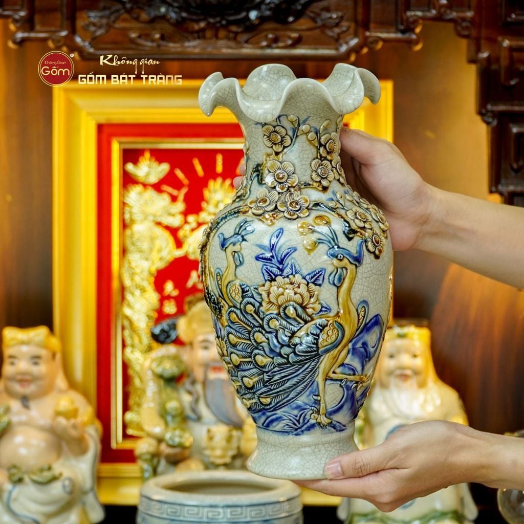 [Set Hào Gia] Bộ Đồ Thờ Thần Tài Thổ Địa Men Rạn (14 món)